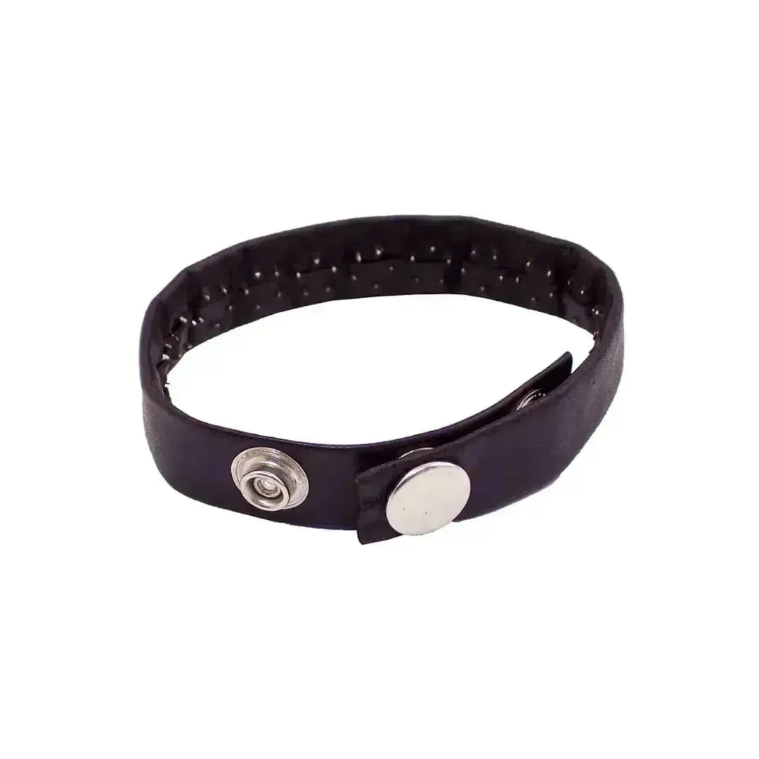 LEATHER PIN PRICK COCK STRAP BLACK