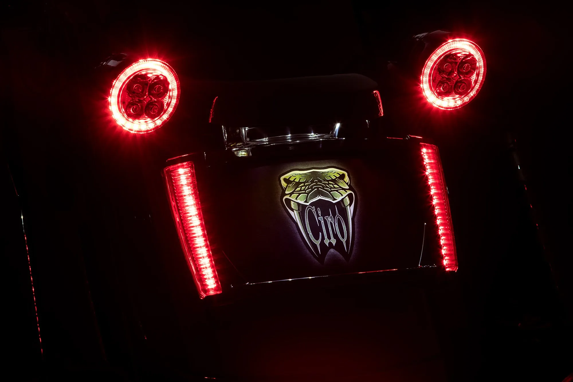 LED Lighted License Plate Frame, Red Lens, Black
