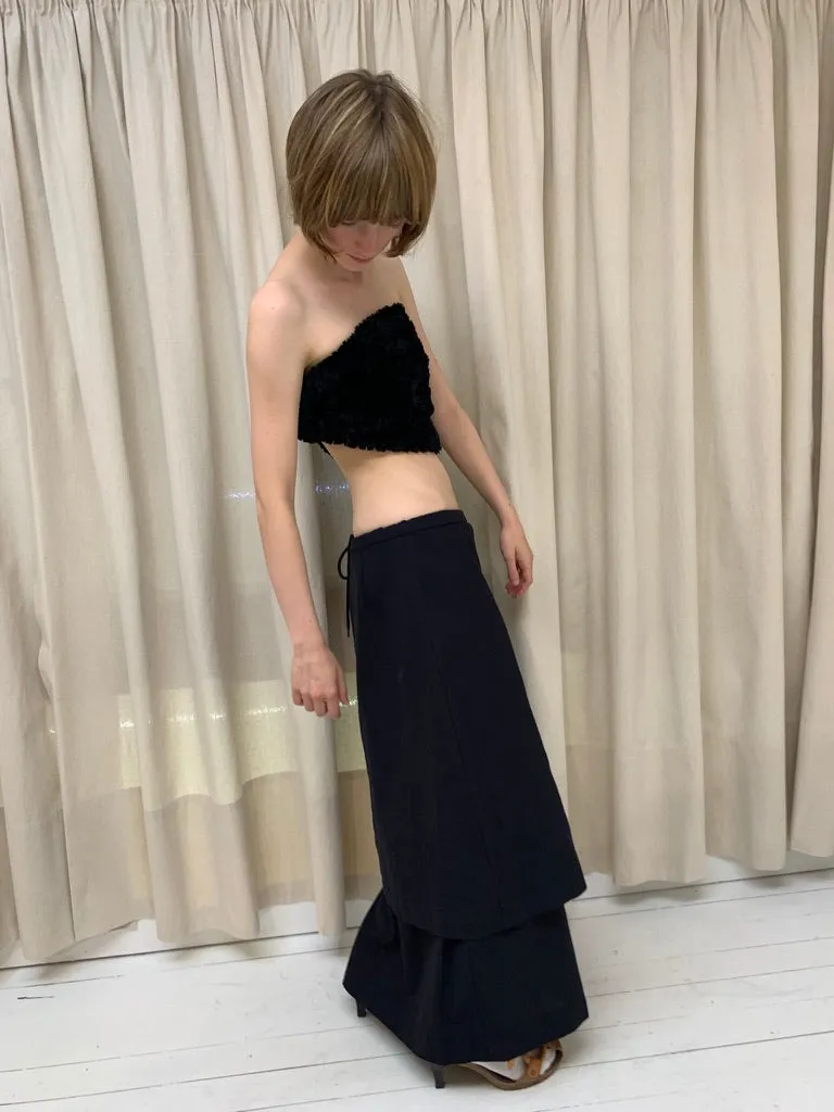 Long split hem skirt, deep navy