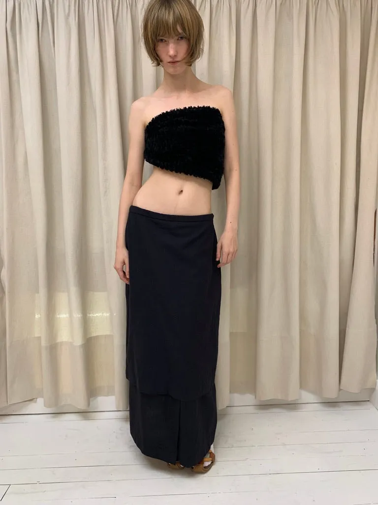 Long split hem skirt, deep navy