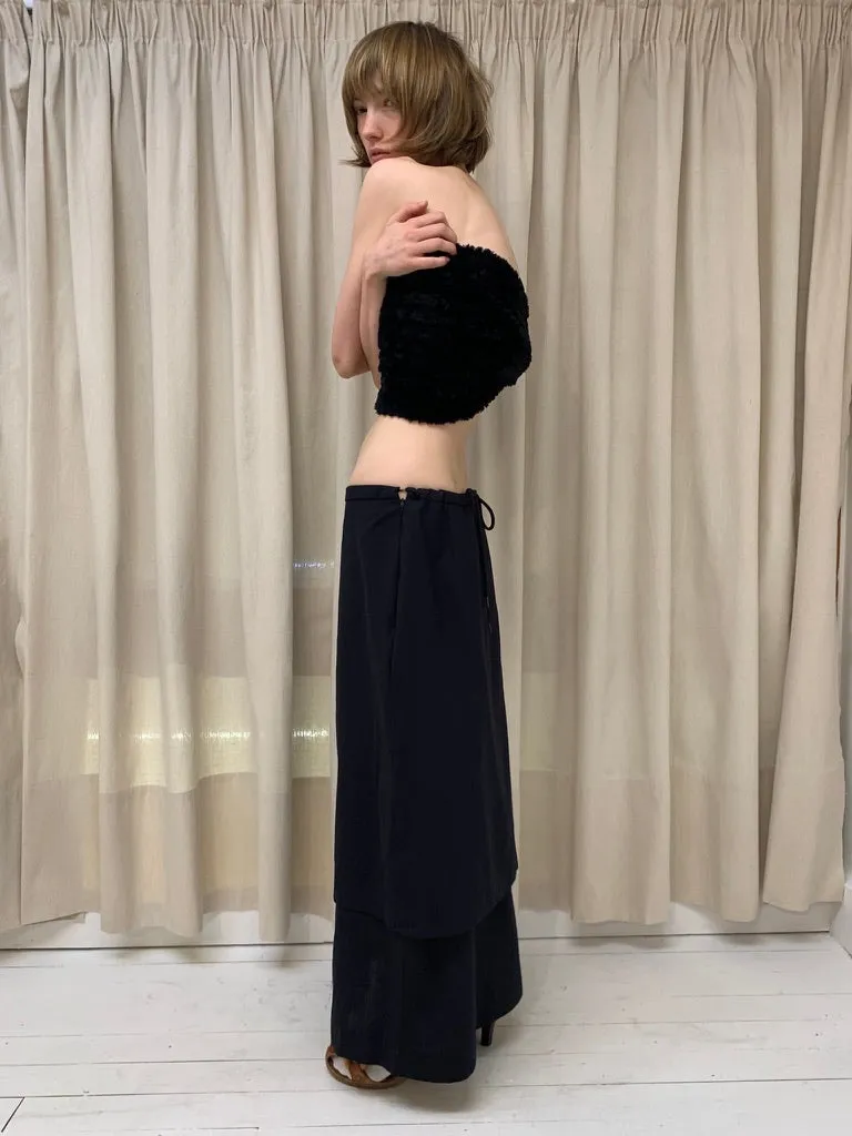 Long split hem skirt, deep navy