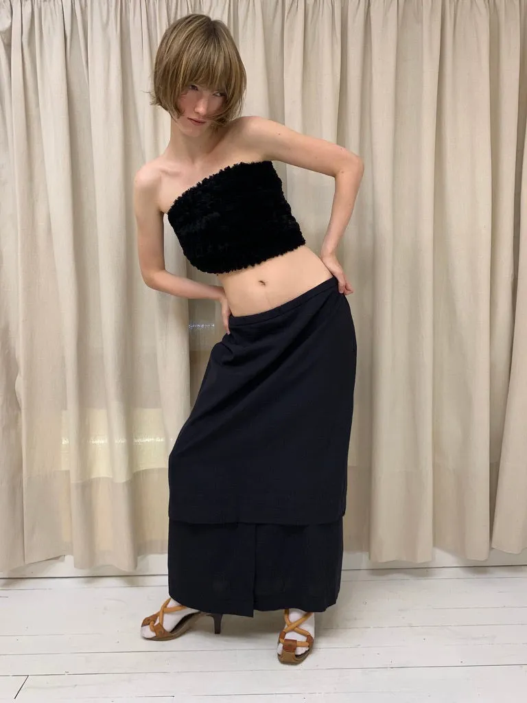 Long split hem skirt, deep navy