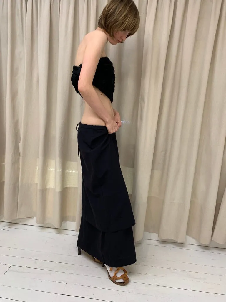 Long split hem skirt, deep navy