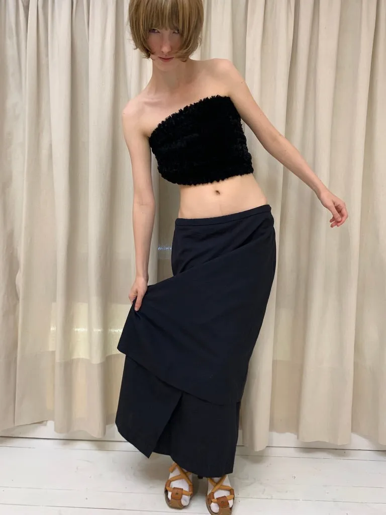 Long split hem skirt, deep navy