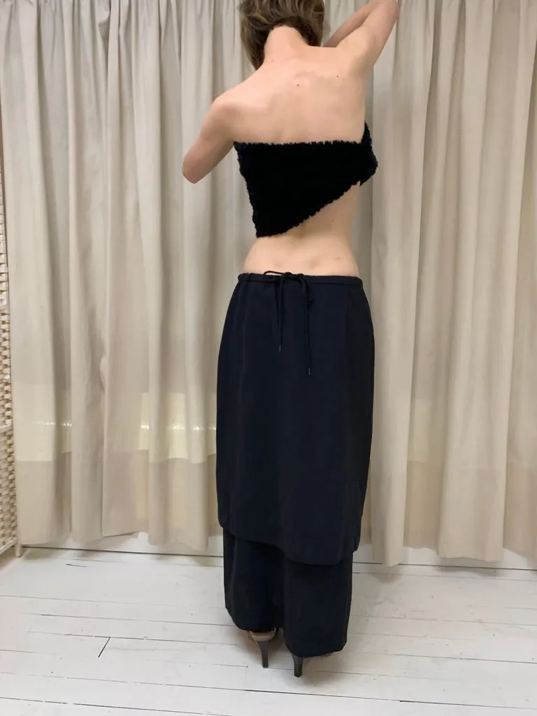 Long split hem skirt, deep navy