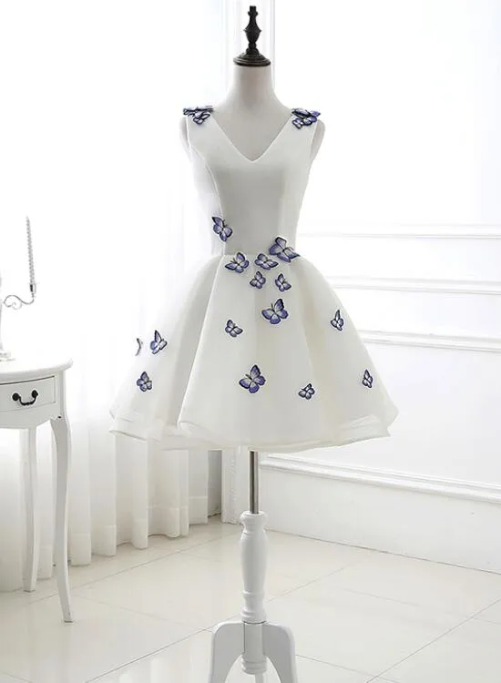 Lovely White Graduation Dresses, Short Party Dress, Adorable Short Formal Dress