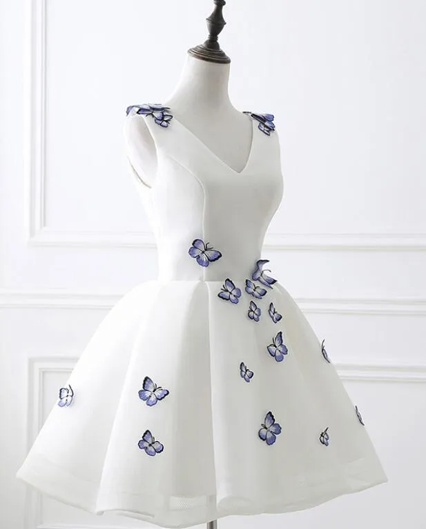 Lovely White Graduation Dresses, Short Party Dress, Adorable Short Formal Dress