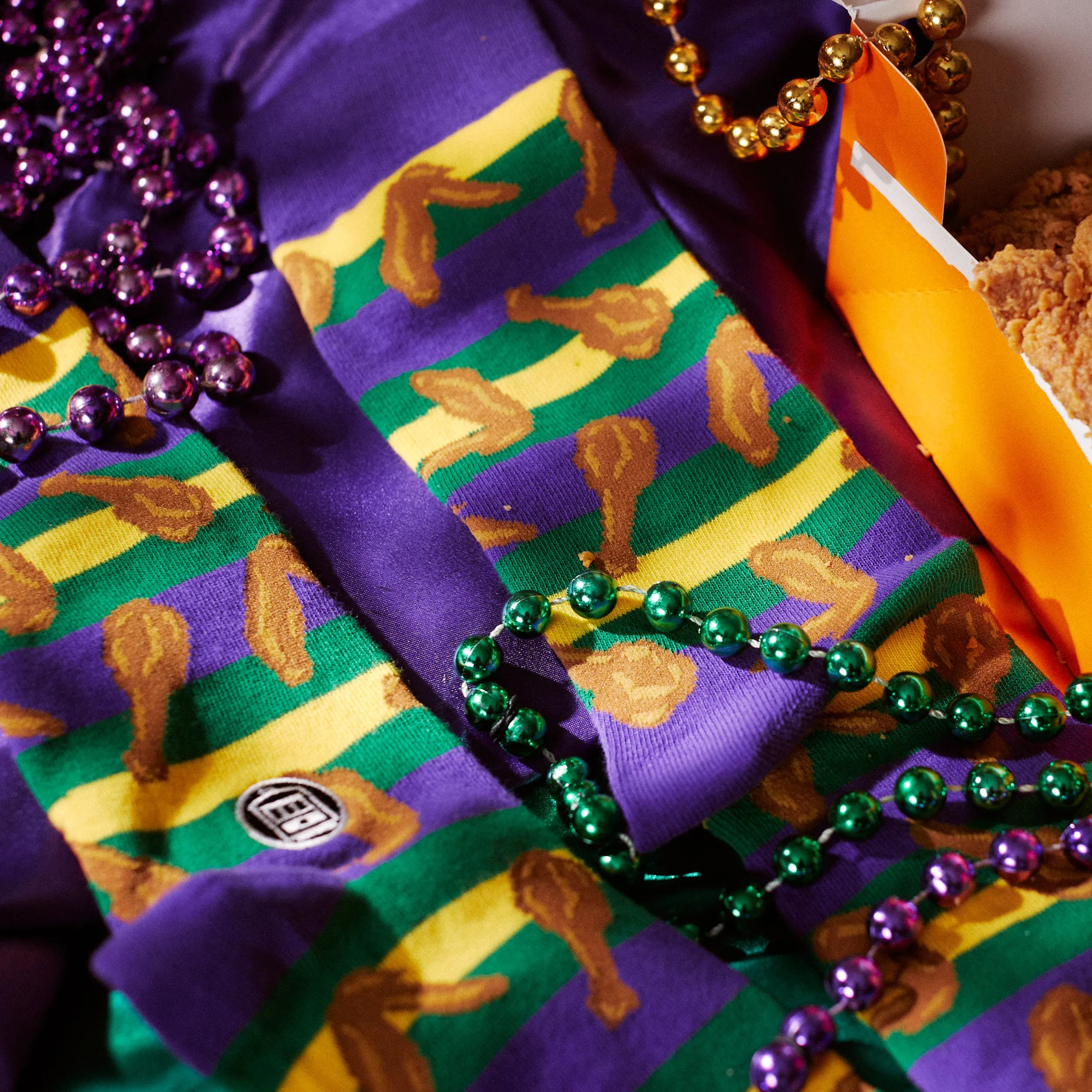 Mardi Gras Fried Chicken Socks