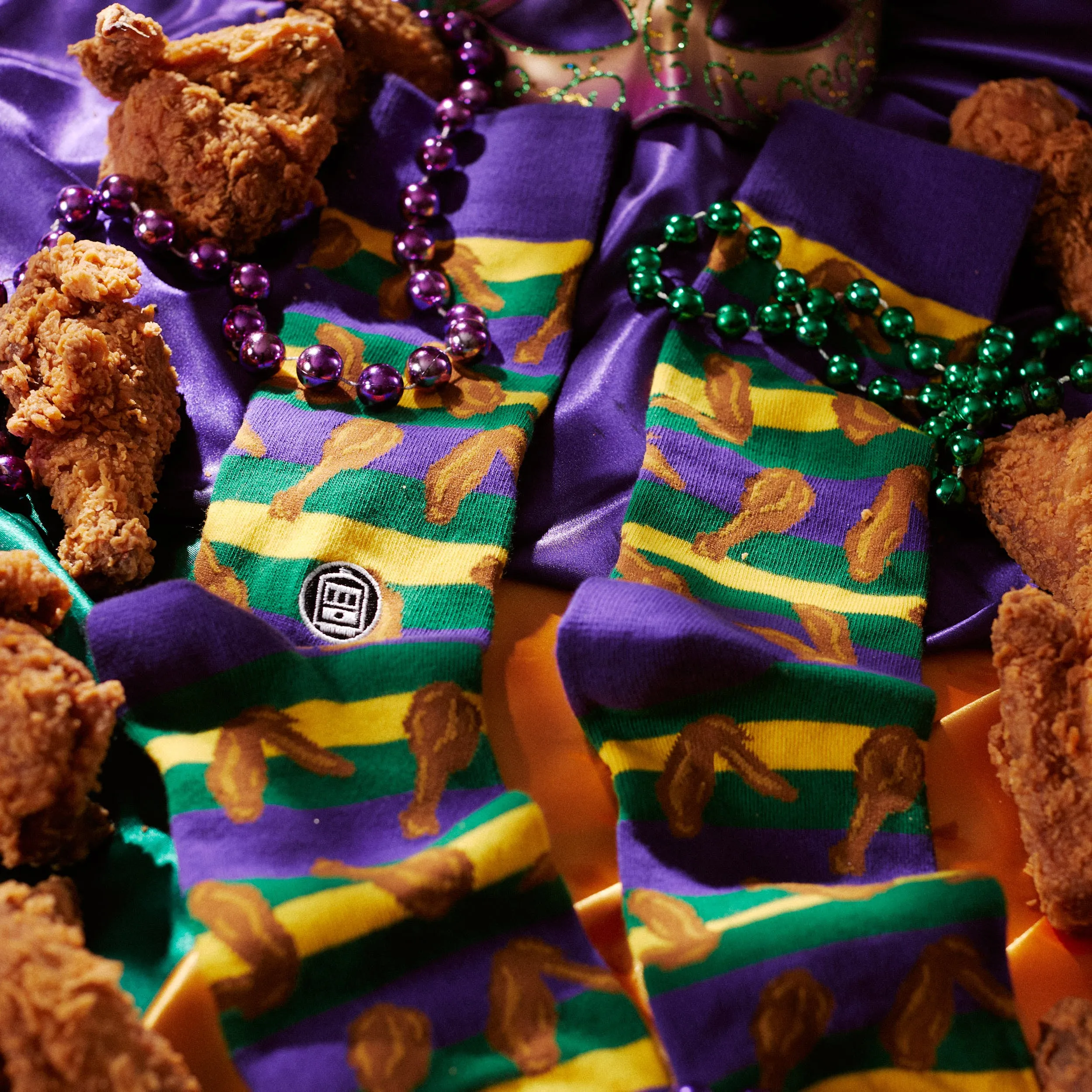 Mardi Gras Fried Chicken Socks