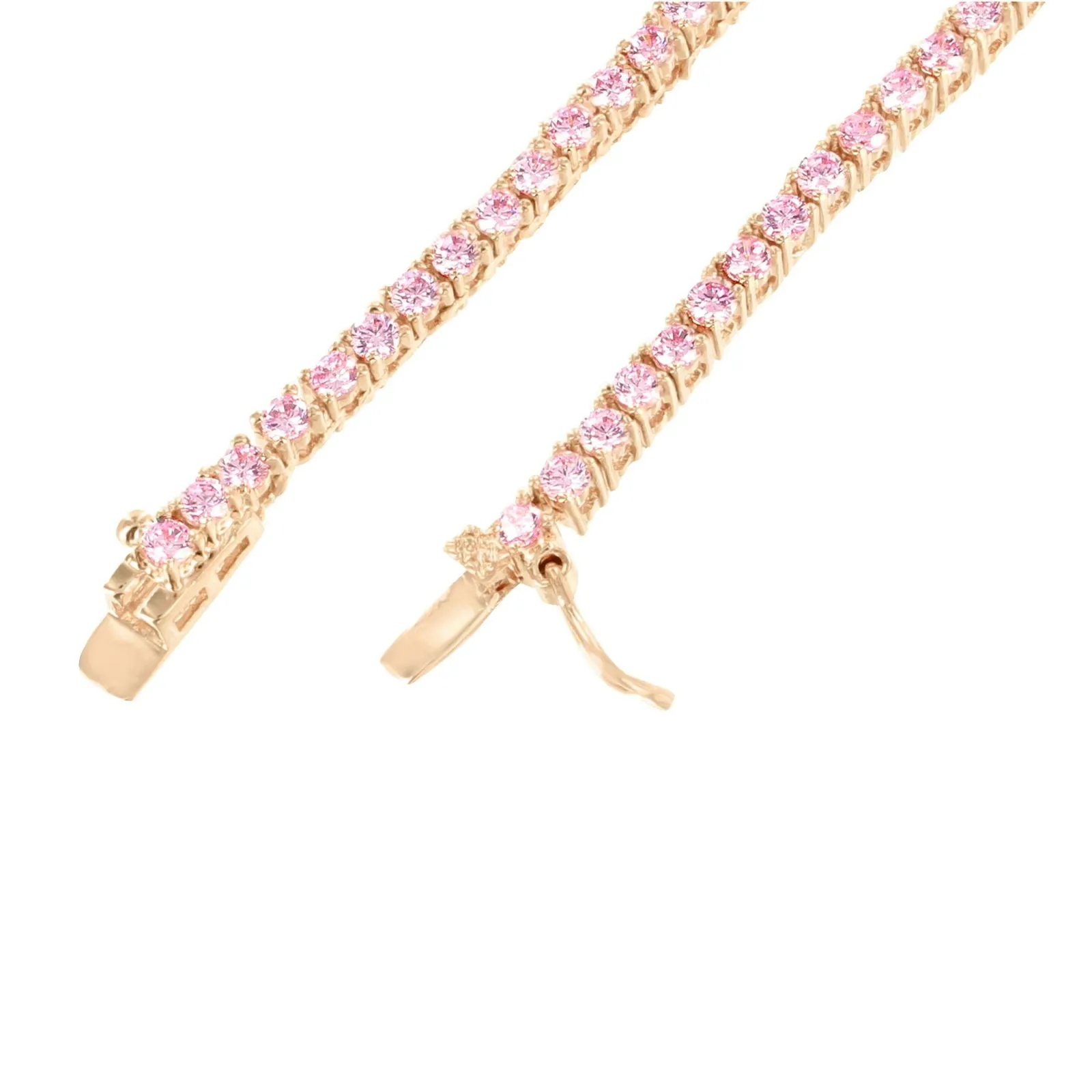 Men's 14k Rose Gold Tone 4mm 18"-24" Pink Tennis Chain