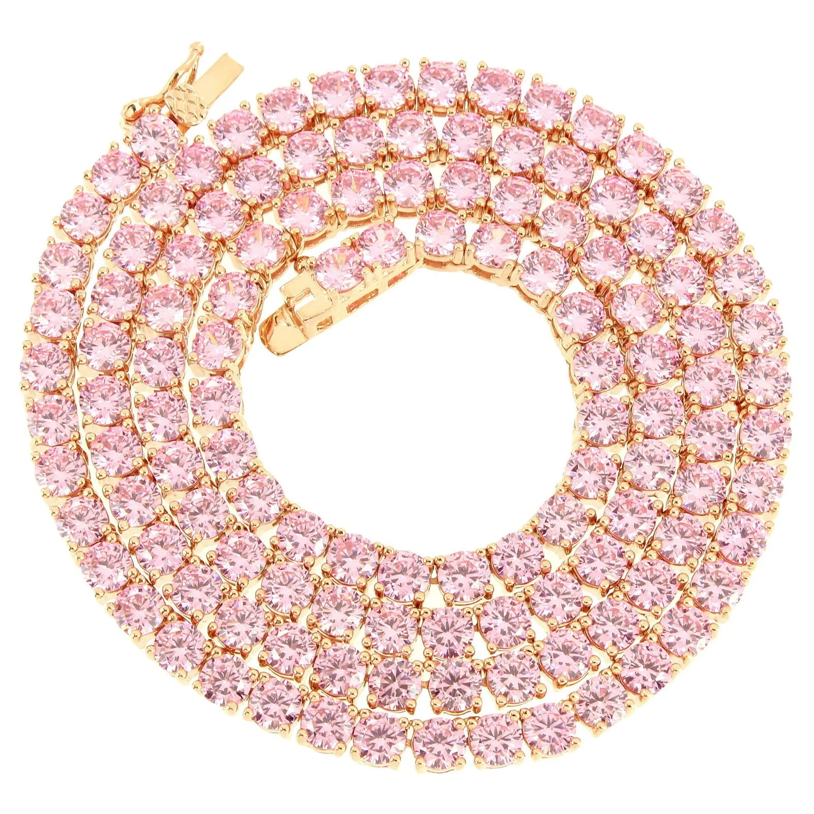 Men's 14k Rose Gold Tone 4mm 18"-24" Pink Tennis Chain