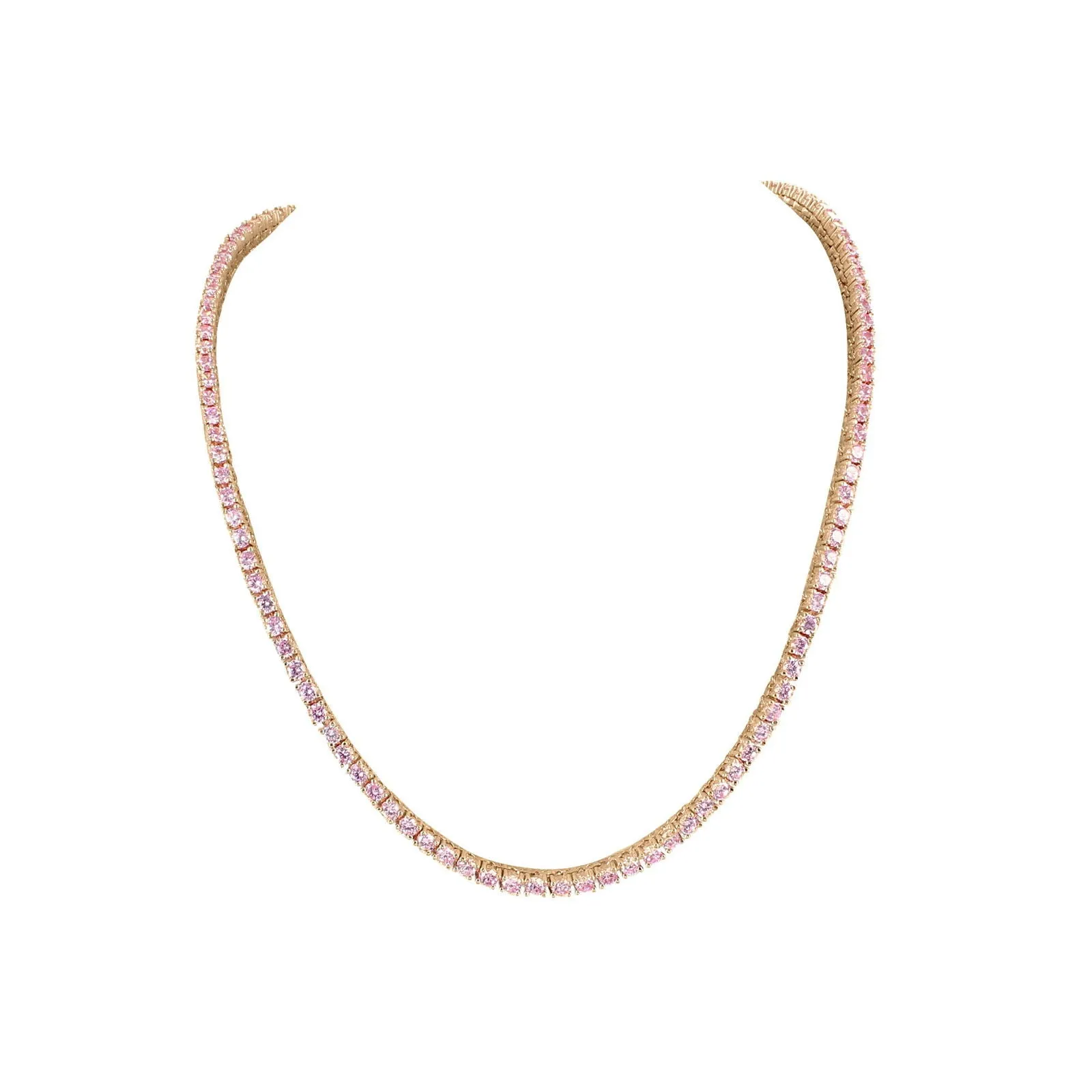 Men's 14k Rose Gold Tone 4mm 18"-24" Pink Tennis Chain