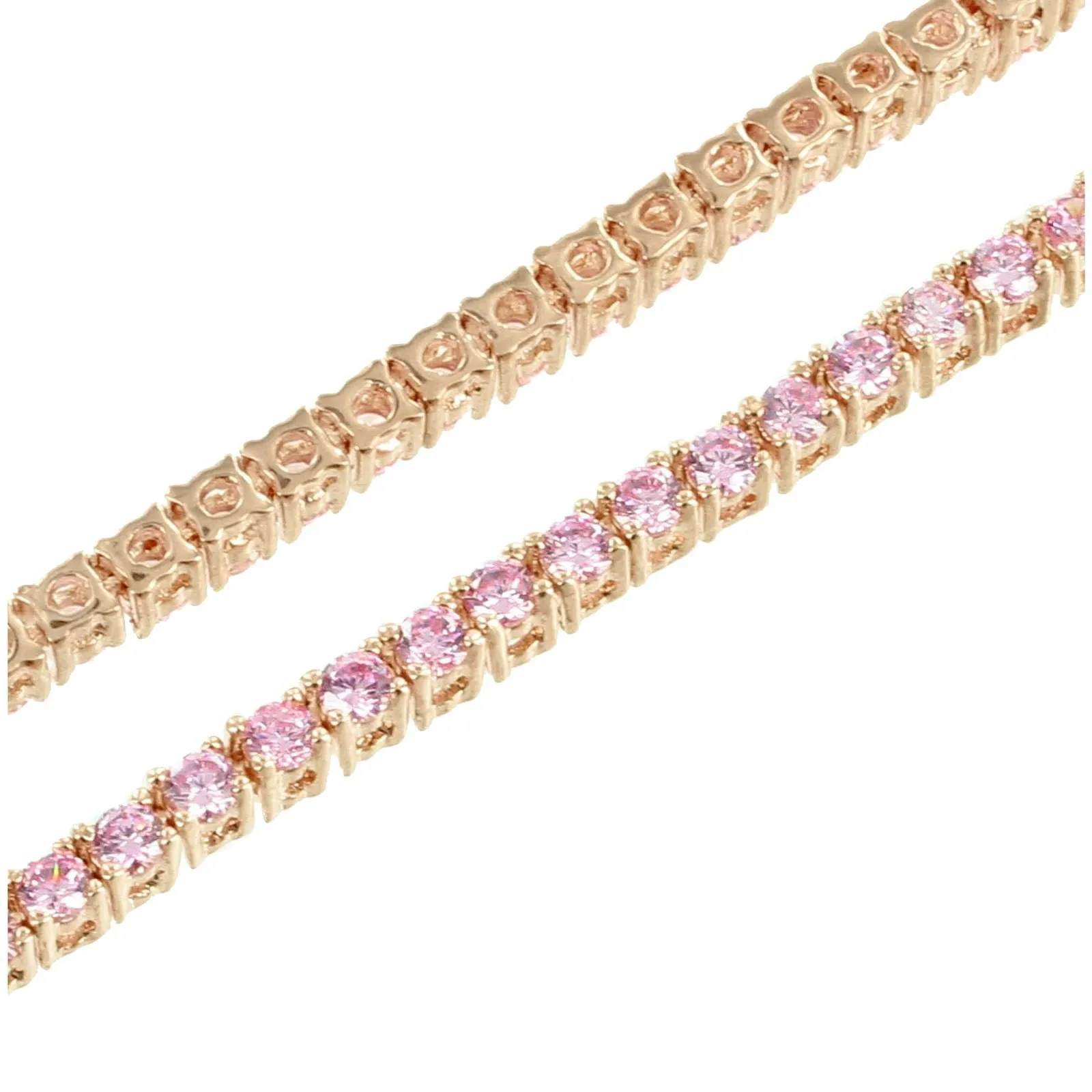 Men's 14k Rose Gold Tone 4mm 18"-24" Pink Tennis Chain
