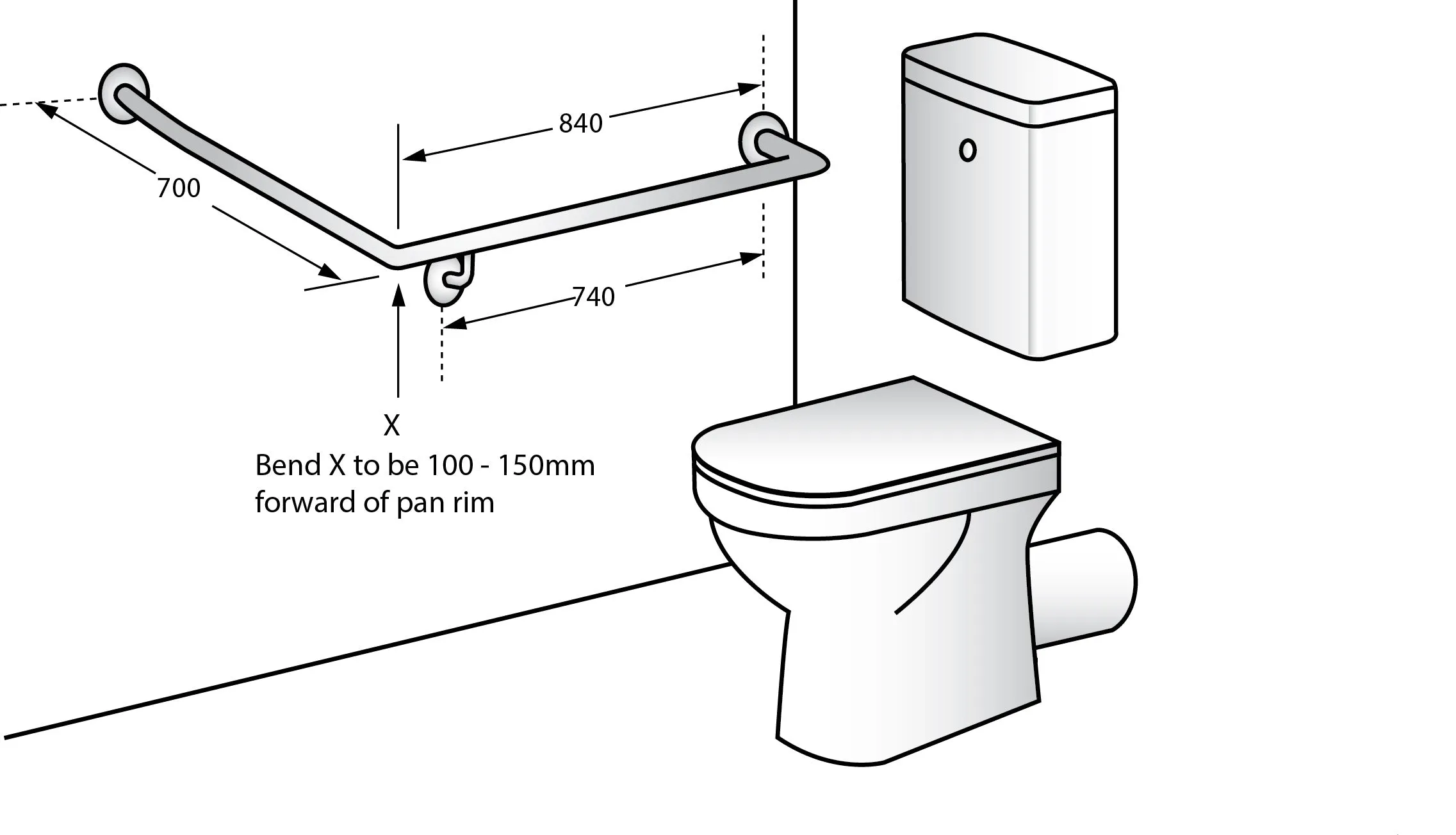Metlam 30° Flush Mount 840x700mm Side Wall - Antimicrobial