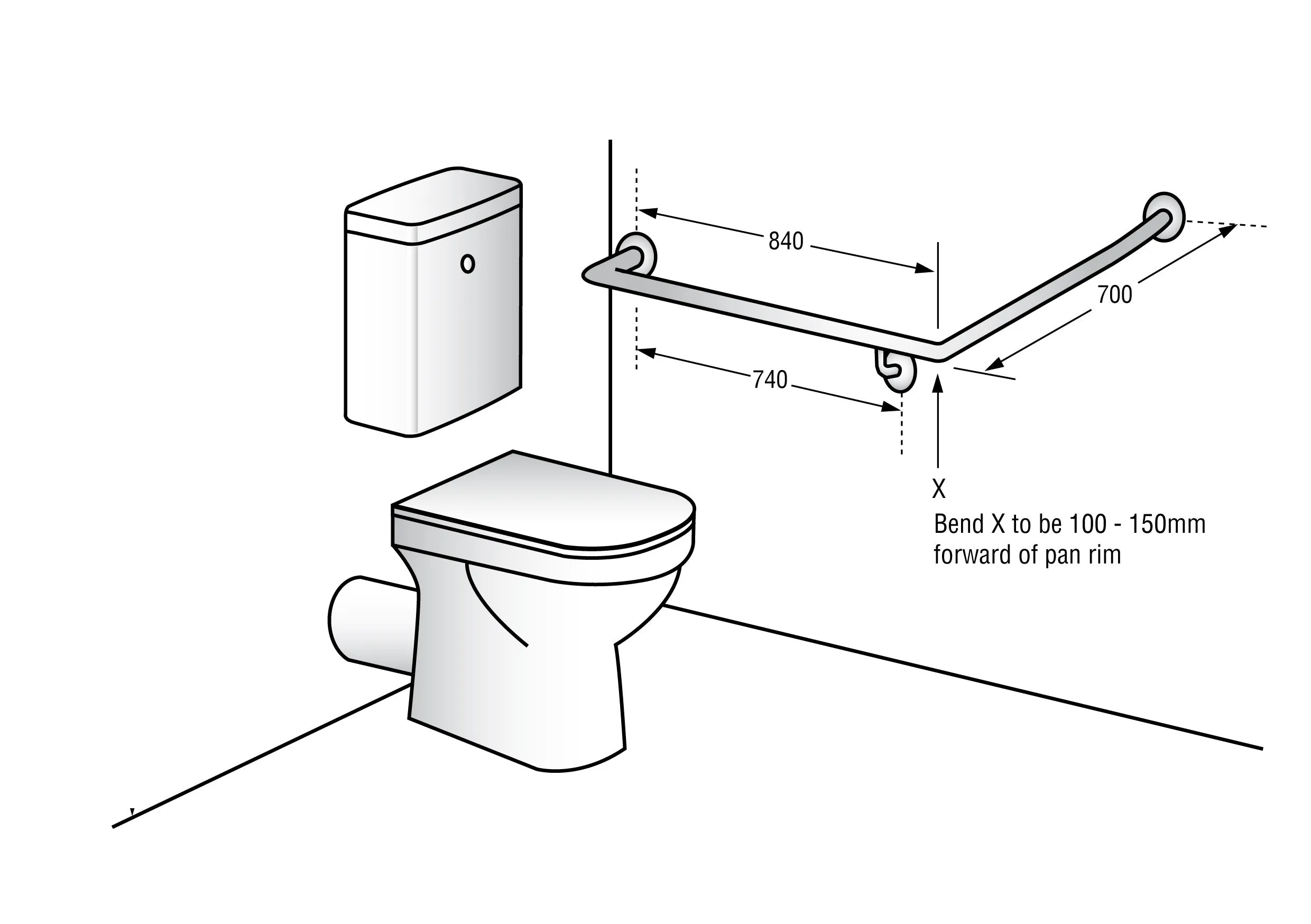 Metlam 30° Flush Mount 840x700mm Side Wall - Antimicrobial