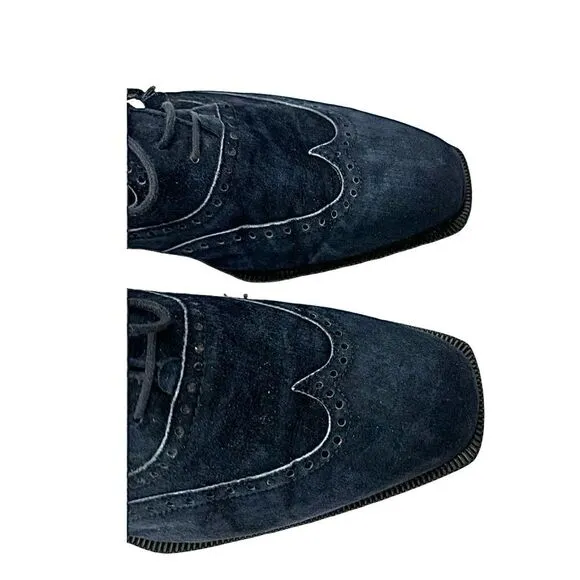 Nando Orsini Mens Blue Suede Square Toe Oxford Shoe Size 11 Medium Pre-Owned