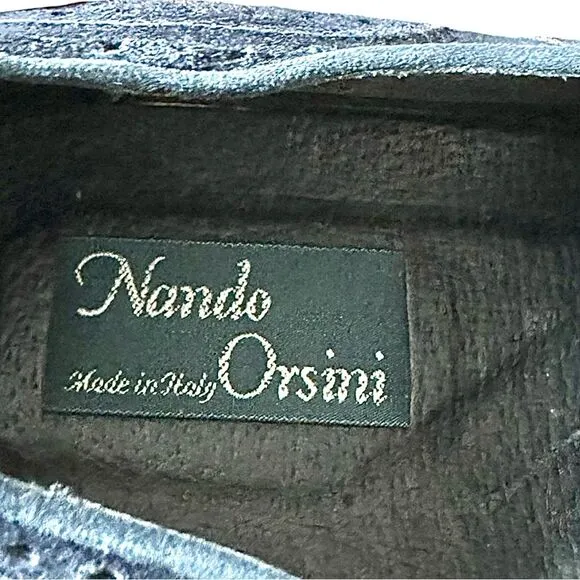 Nando Orsini Mens Blue Suede Square Toe Oxford Shoe Size 11 Medium Pre-Owned