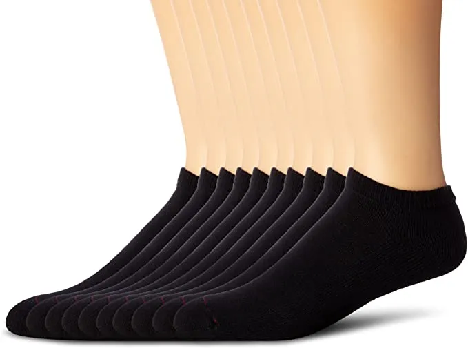 New Hanes Men's 10 Pack Ultimate Low-Cut Socks, Black, (Shoe Size 6-12)