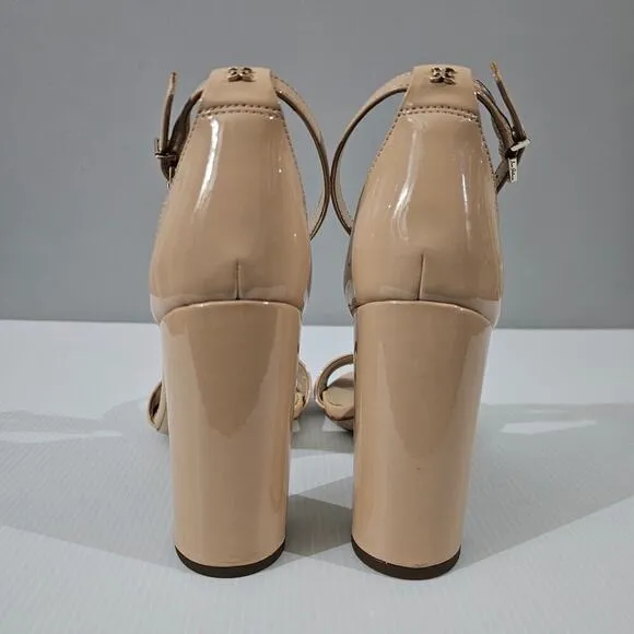 NEW Sam Edelman Yaro Block Heel Sandal Beige Blush Patent Size 10