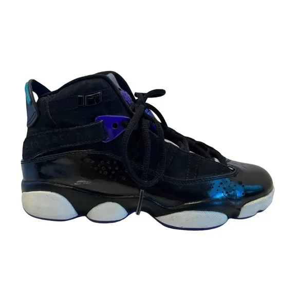 Nike Air Jordan 6 Rings GS Aqua Youth Size 5 Y 323419-001 Black Basketball Shoes