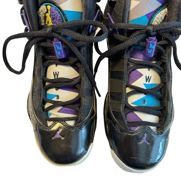Nike Air Jordan 6 Rings GS Aqua Youth Size 5 Y 323419-001 Black Basketball Shoes