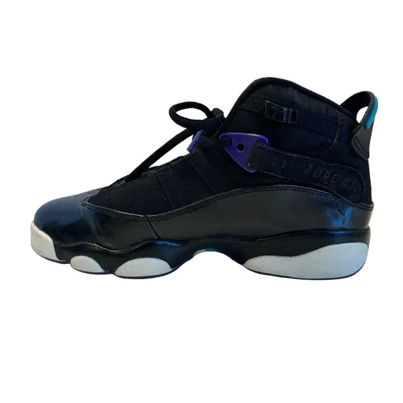 Nike Air Jordan 6 Rings GS Aqua Youth Size 5 Y 323419-001 Black Basketball Shoes