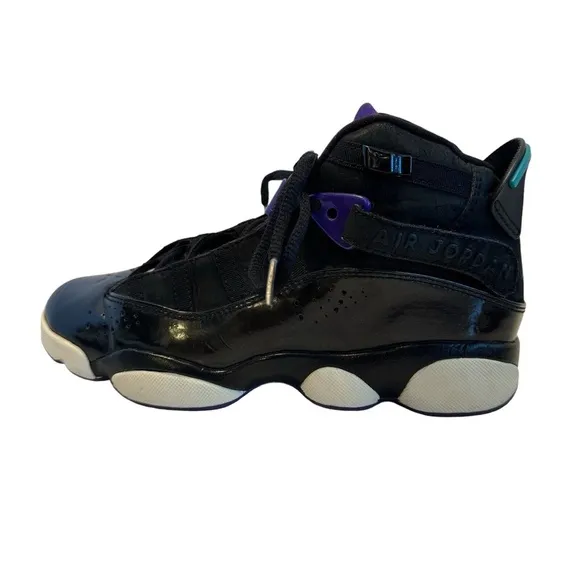 Nike Air Jordan 6 Rings GS Aqua Youth Size 5 Y 323419-001 Black Basketball Shoes