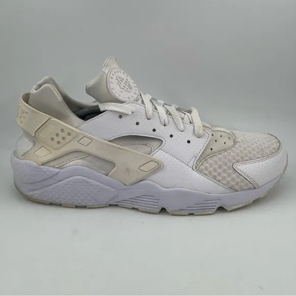 Nike Mens Air Huarache Utility Triple White Pure Platinum Running Shoe - Size 14
