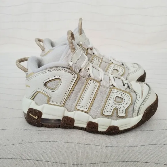 Nike Youth Air More Uptempo Mid Coconut Milk Team Gold Shoes DX1940-100 Size 11C