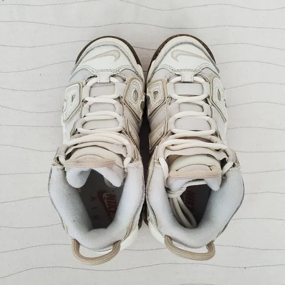 Nike Youth Air More Uptempo Mid Coconut Milk Team Gold Shoes DX1940-100 Size 11C