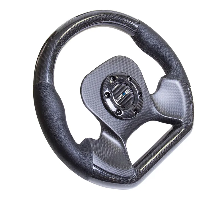 NRG ST-X10CF 320mm Carbon Fiber Center Plate Two Tone Carbon Fiber Steering Wheel with Leather Accent