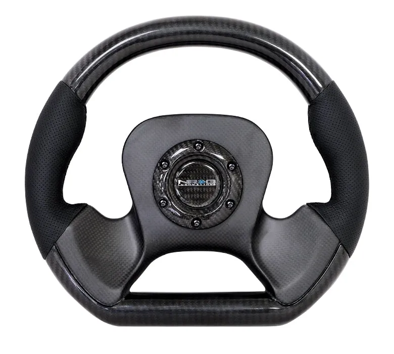 NRG ST-X10CF 320mm Carbon Fiber Center Plate Two Tone Carbon Fiber Steering Wheel with Leather Accent