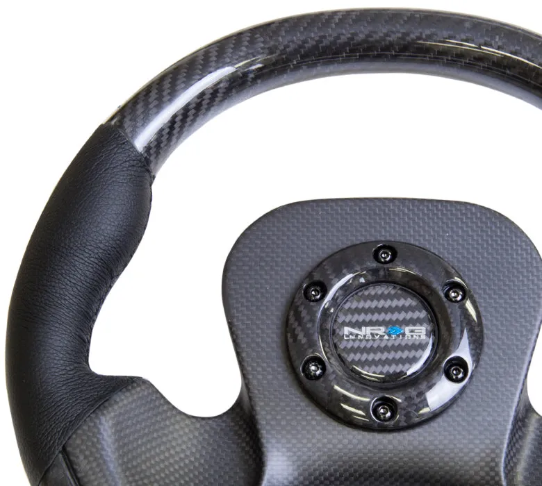 NRG ST-X10CF 320mm Carbon Fiber Center Plate Two Tone Carbon Fiber Steering Wheel with Leather Accent
