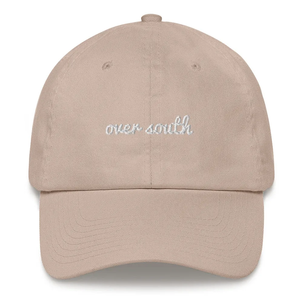 Over South Text Logo (White Text) Embroidered Dad Hat