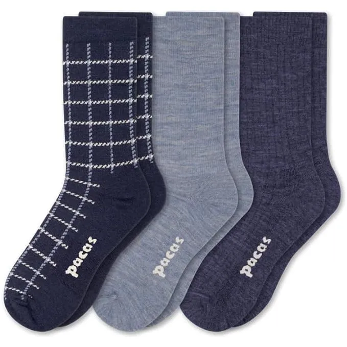 Pacas Womens Lightweight Alpaca Crew Socks 3-Pack