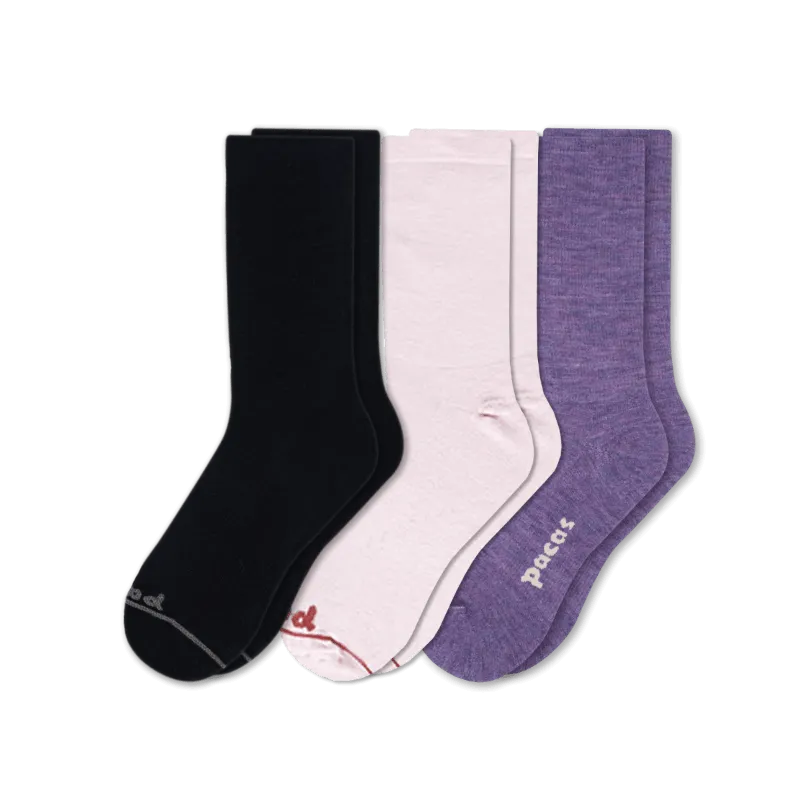 Pacas Womens Lightweight Alpaca Crew Socks 3-Pack