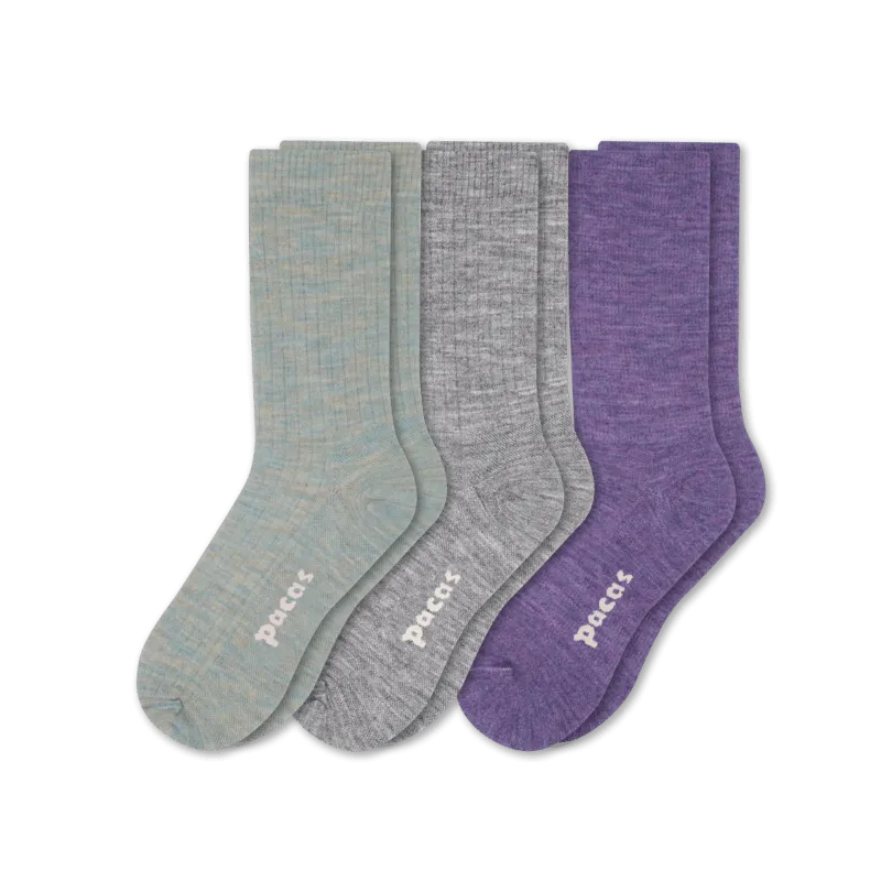Pacas Womens Lightweight Alpaca Crew Socks 3-Pack