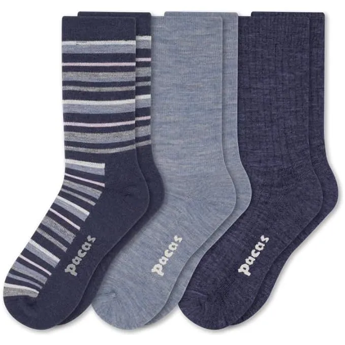Pacas Womens Lightweight Alpaca Crew Socks 3-Pack