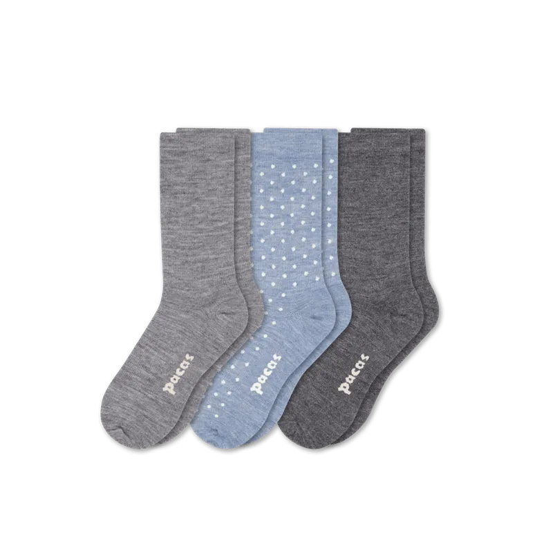 Pacas Womens Lightweight Alpaca Crew Socks 3-Pack