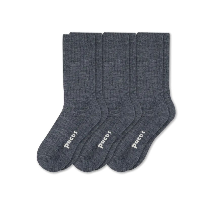 Pacas Womens Lightweight Alpaca Crew Socks 3-Pack