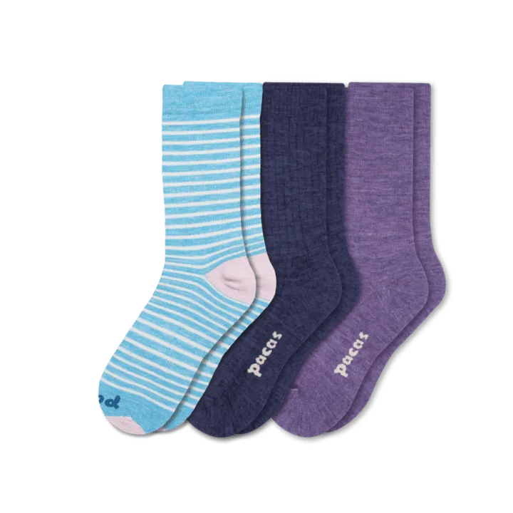 Pacas Womens Lightweight Alpaca Crew Socks 3-Pack