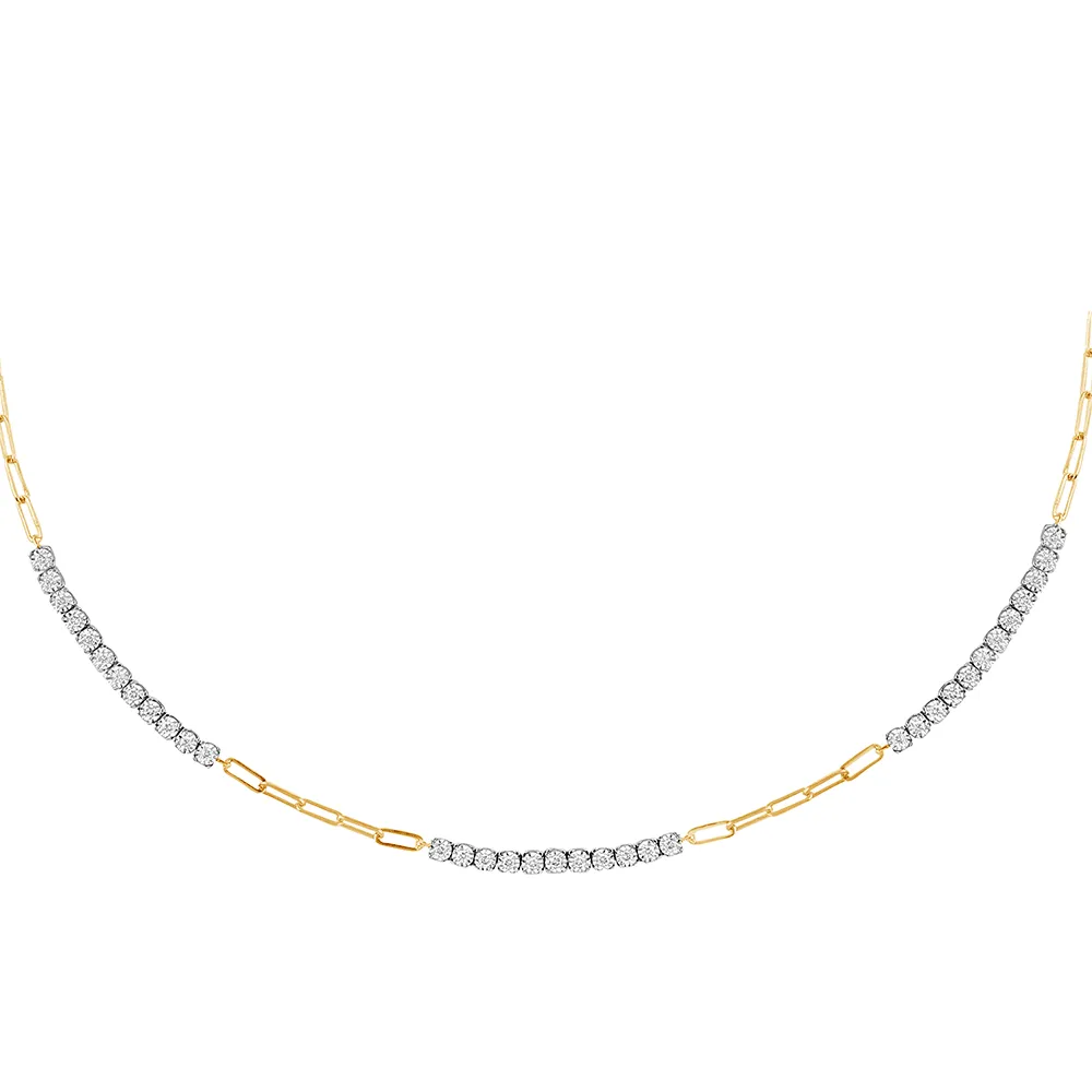 Paperclip Tennis Necklace with 1/2ct of Diamonds in 9ct Yellow Gold
