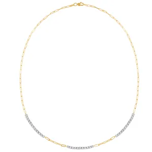 Paperclip Tennis Necklace with 1/2ct of Diamonds in 9ct Yellow Gold