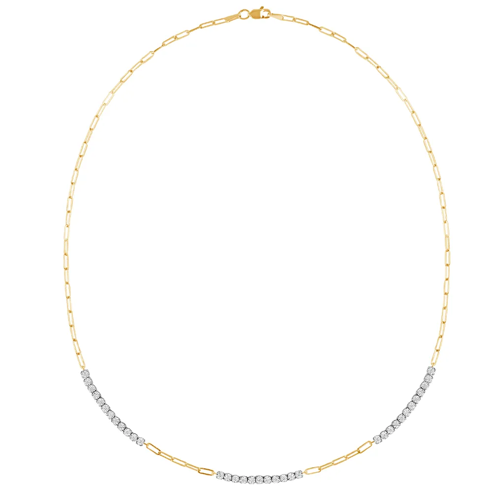 Paperclip Tennis Necklace with 1/2ct of Diamonds in 9ct Yellow Gold