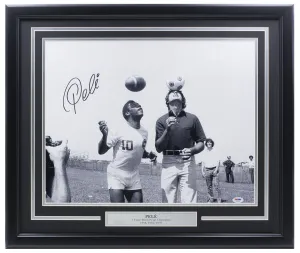 Pele Signed Framed 16x20 with Joe Namath Photo PSA/DNA Hologram