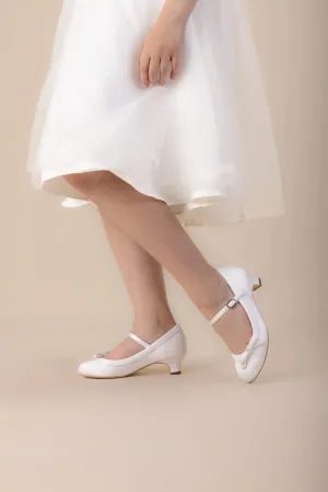 Perfect Bridal White Communion Shoes:- Beth Heel