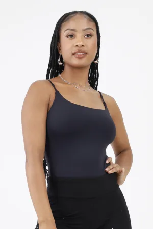 Perla Adjustable Strap Bodysuit - Black