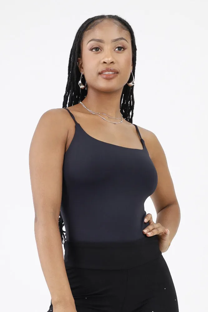 Perla Adjustable Strap Bodysuit - Black