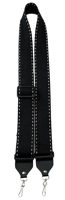 Perris 2" Deluxe Black Cotton Banjo Strap with White Stitching & Metal Hooks