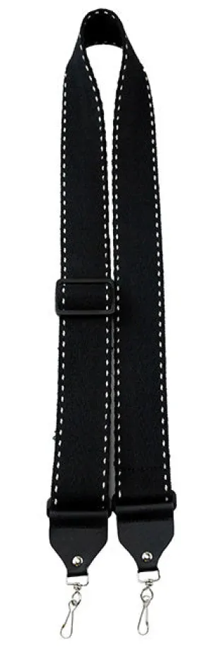 Perris 2" Deluxe Black Cotton Banjo Strap with White Stitching & Metal Hooks